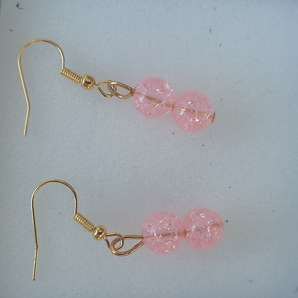 Pink drop earrings - Picture 2 of 4